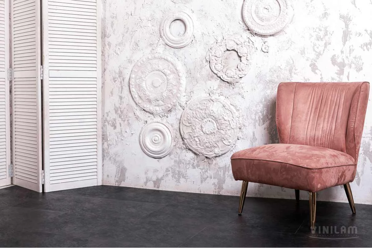 Виниловые полы Виниловый ламинат Vinilam Сланцевый Чёрный 61607 Glue