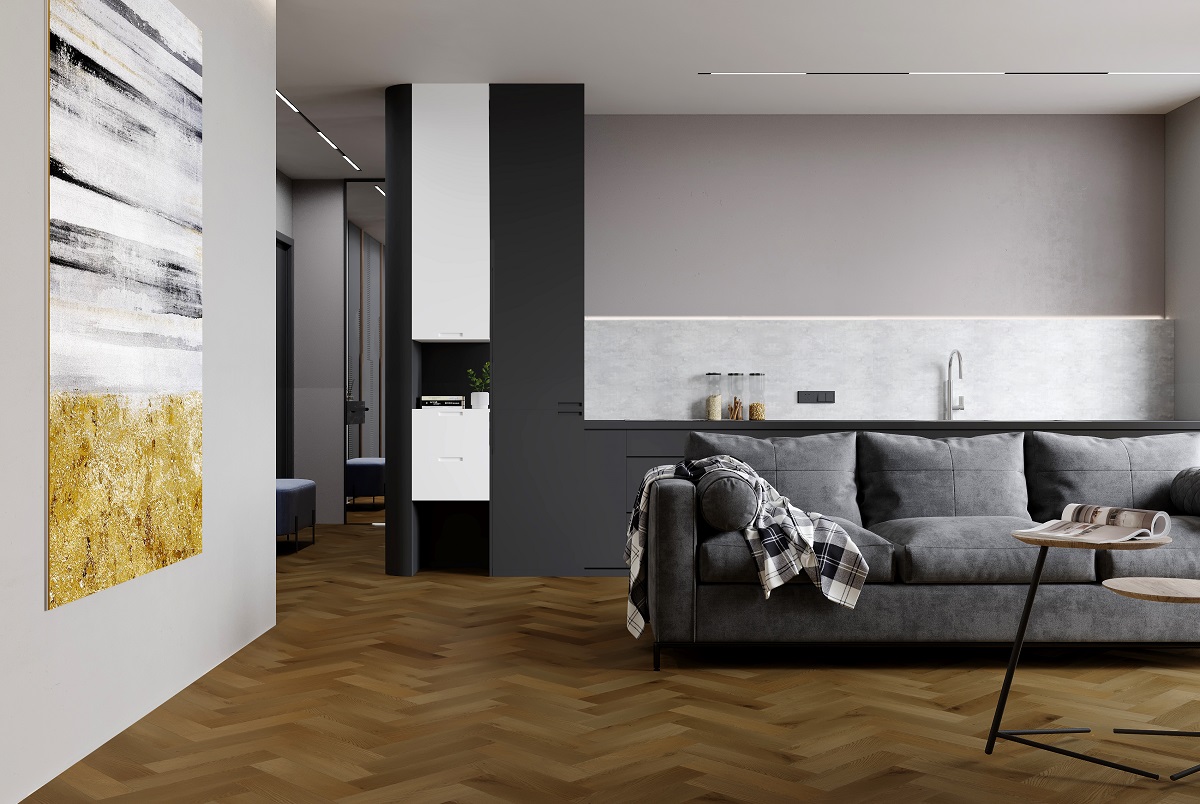 SPC Ламинат Кварцевый Ламинат Fargo Herringbone Дуб Окленд 44-653-76