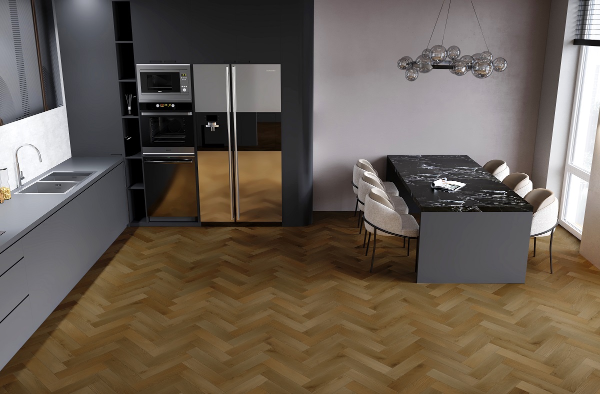 SPC Ламинат Кварцевый Ламинат Fargo Herringbone Дуб Окленд 44-653-76