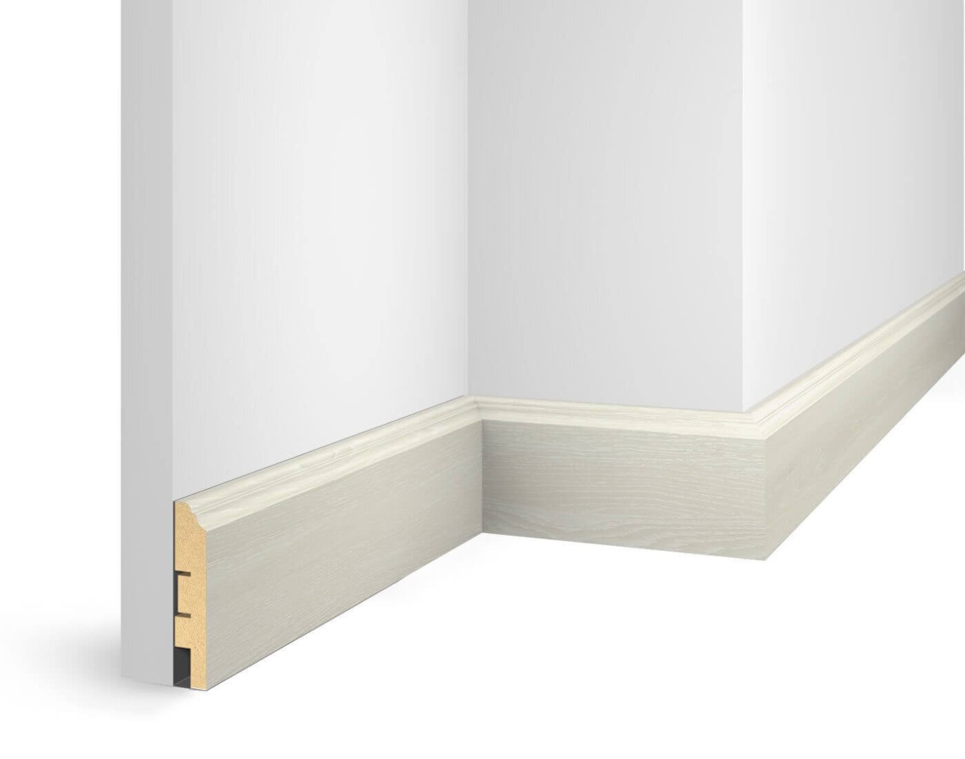 Отделка стен и потолка Плинтус Cosca Decor NanoFlex ЕP07 Груша Белая 80x16x2400 мм