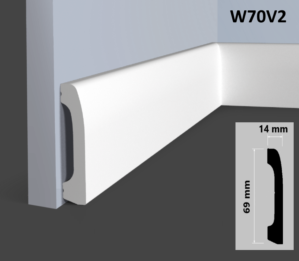 Отделка стен и потолка Плинтус Hi Wood B70V2 14х69х2000 мм