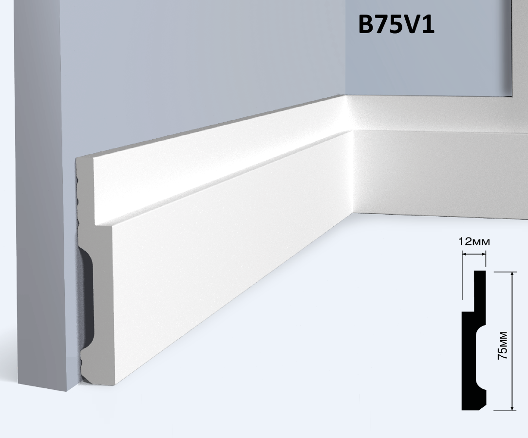 Отделка стен и потолка Плинтус Hi Wood B75V1 12х75х2000 мм