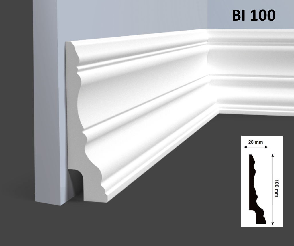 Отделка стен и потолка Плинтус Hi Wood BI100 26х100х2000 мм