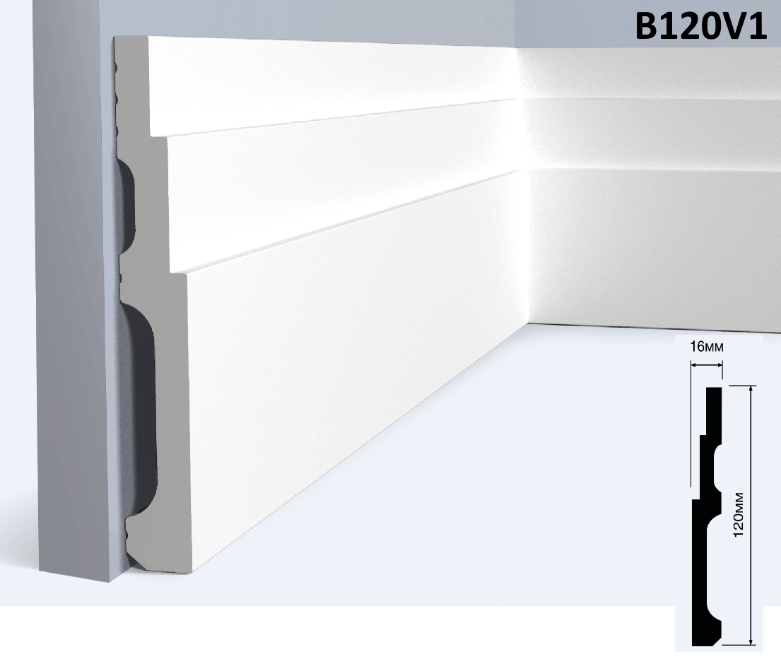 Отделка стен и потолка Плинтус Hi Wood В120V1 16х120х2000 мм