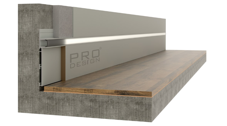 Отделка стен и потолка Плинтус скрытого монтажа Pro Design Combo 603 Анодированный