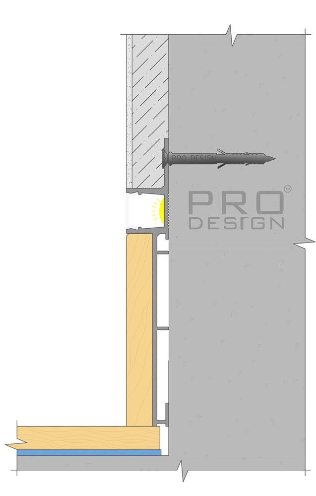 Отделка стен и потолка Плинтус скрытого монтажа Pro Design Combo 603 Анодированный