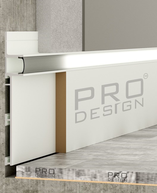 Отделка стен и потолка Плинтус скрытого монтажа Pro Design Combo 603 Белый