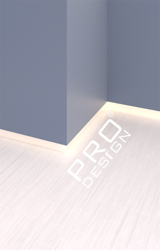 Отделка стен и потолка Теневой плинтус скрытого монтажа Pro Design 380 Белый