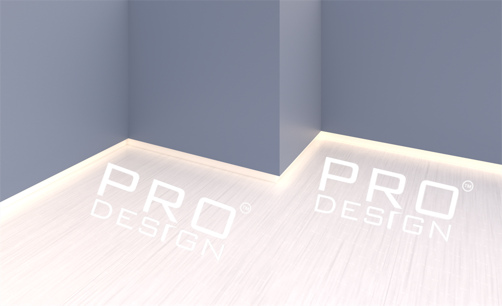 Отделка стен и потолка Теневой плинтус скрытого монтажа Pro Design 380 Белый