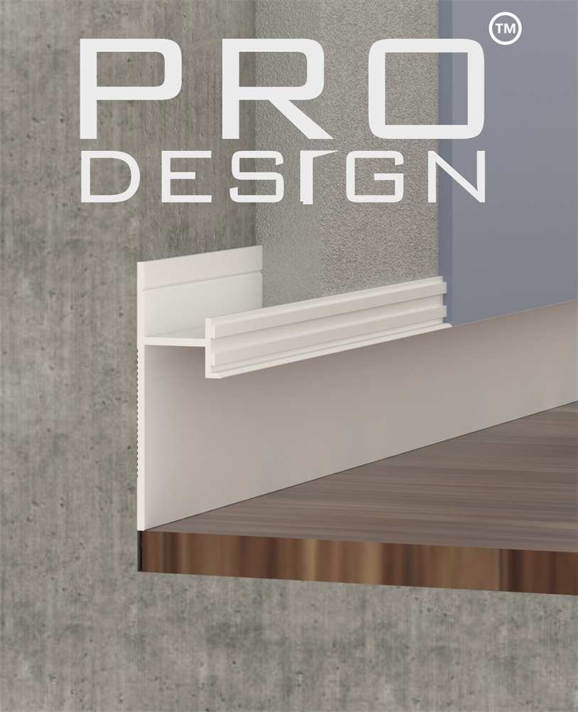 Отделка стен и потолка Теневой плинтус скрытого монтажа Pro Design 380 Белый