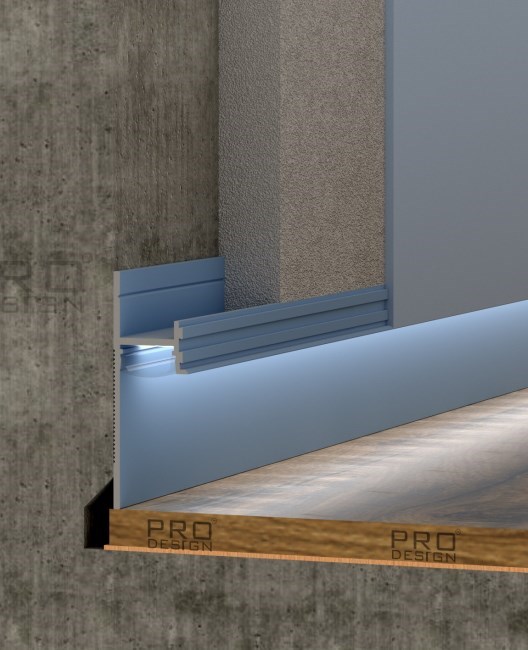 Отделка стен и потолка Теневой плинтус скрытого монтажа Pro Design Panel 7209 крашенный по RAL