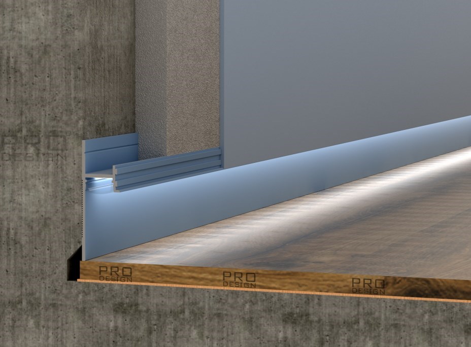 Отделка стен и потолка Теневой плинтус скрытого монтажа Pro Design Panel 7209 крашенный по RAL