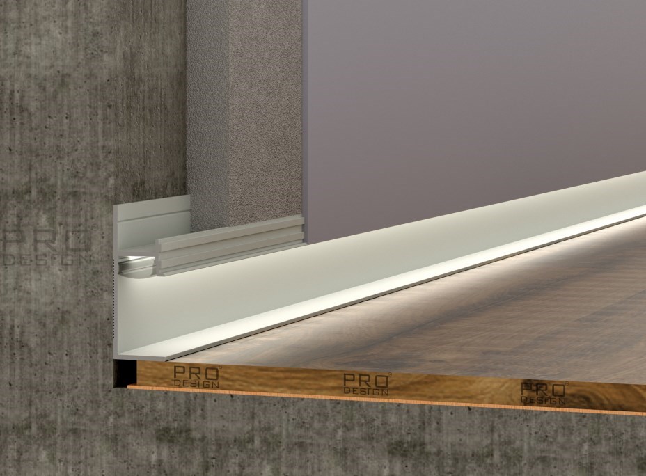 Отделка стен и потолка Теневой плинтус скрытого монтажа Pro Design Panel 7210 Анодированный