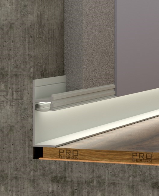 Отделка стен и потолка Теневой плинтус скрытого монтажа Pro Design Panel 7210 Анодированный
