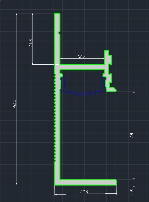 Отделка стен и потолка Теневой плинтус скрытого монтажа Pro Design Panel 7210 Черный Муар RAL 9005