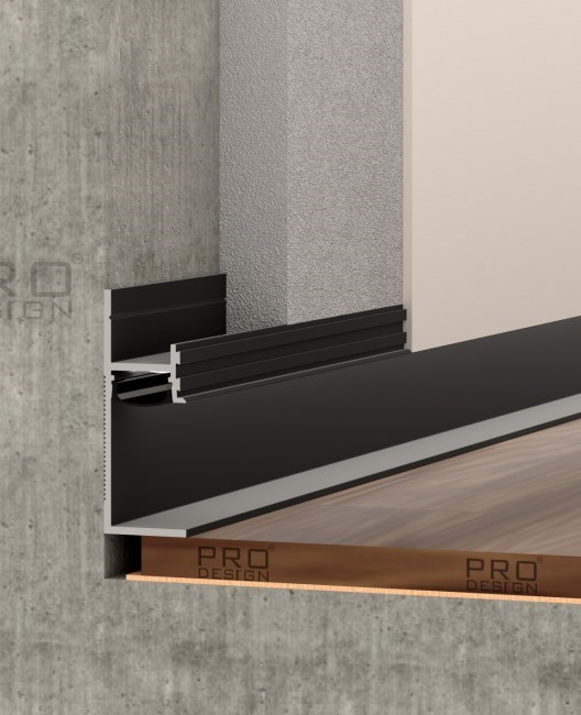 Отделка стен и потолка Теневой плинтус скрытого монтажа Pro Design Panel 7210 Черный Муар RAL 9005