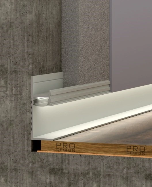 Отделка стен и потолка Теневой плинтус скрытого монтажа Pro Design Panel 7210 Белый грунт