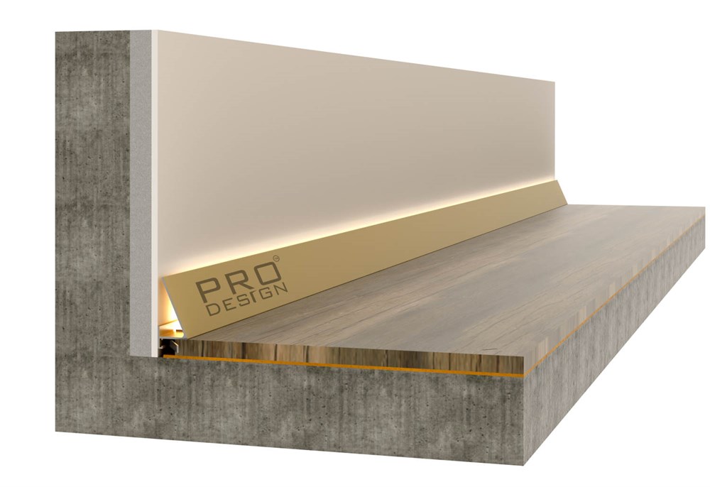 Отделка стен и потолка Плинтус Pro Design Corner 570 Анодированный шампань