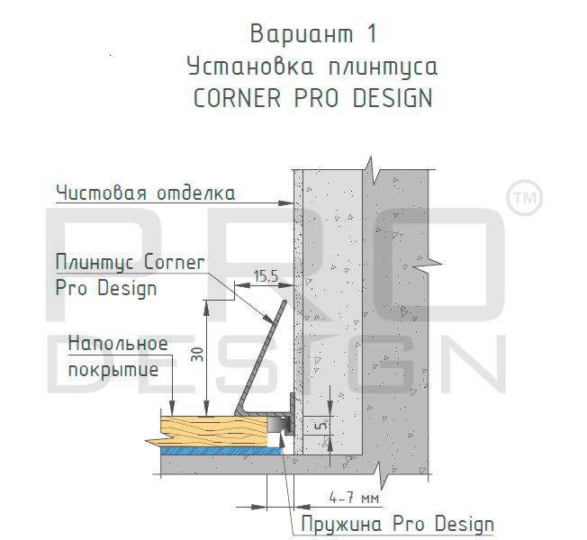 Отделка стен и потолка Плинтус Pro Design Corner 570 Анодированный коньяк