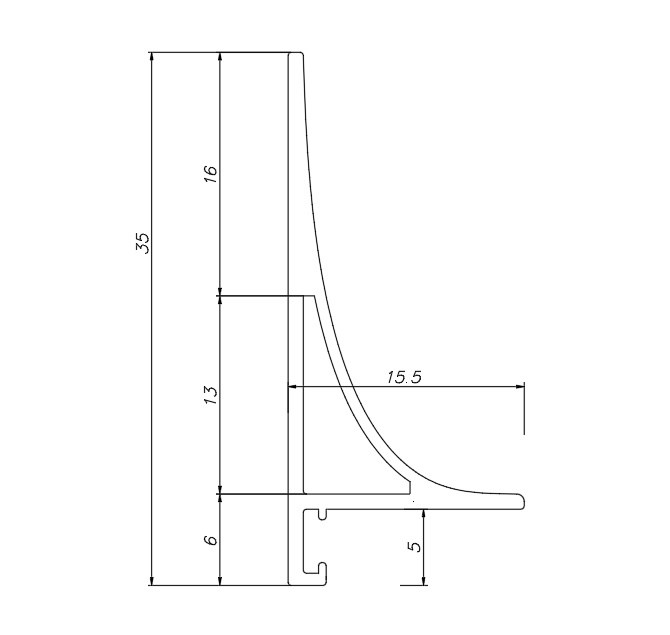 Отделка стен и потолка Плинтус Pro Design Corner L 584 Анодированный