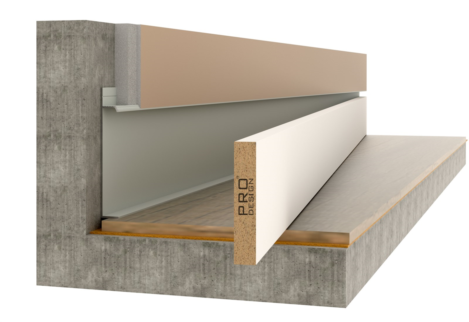 Отделка стен и потолка МДФ вставка в плинтус Pro Design 80 мм (грунт под покраску)