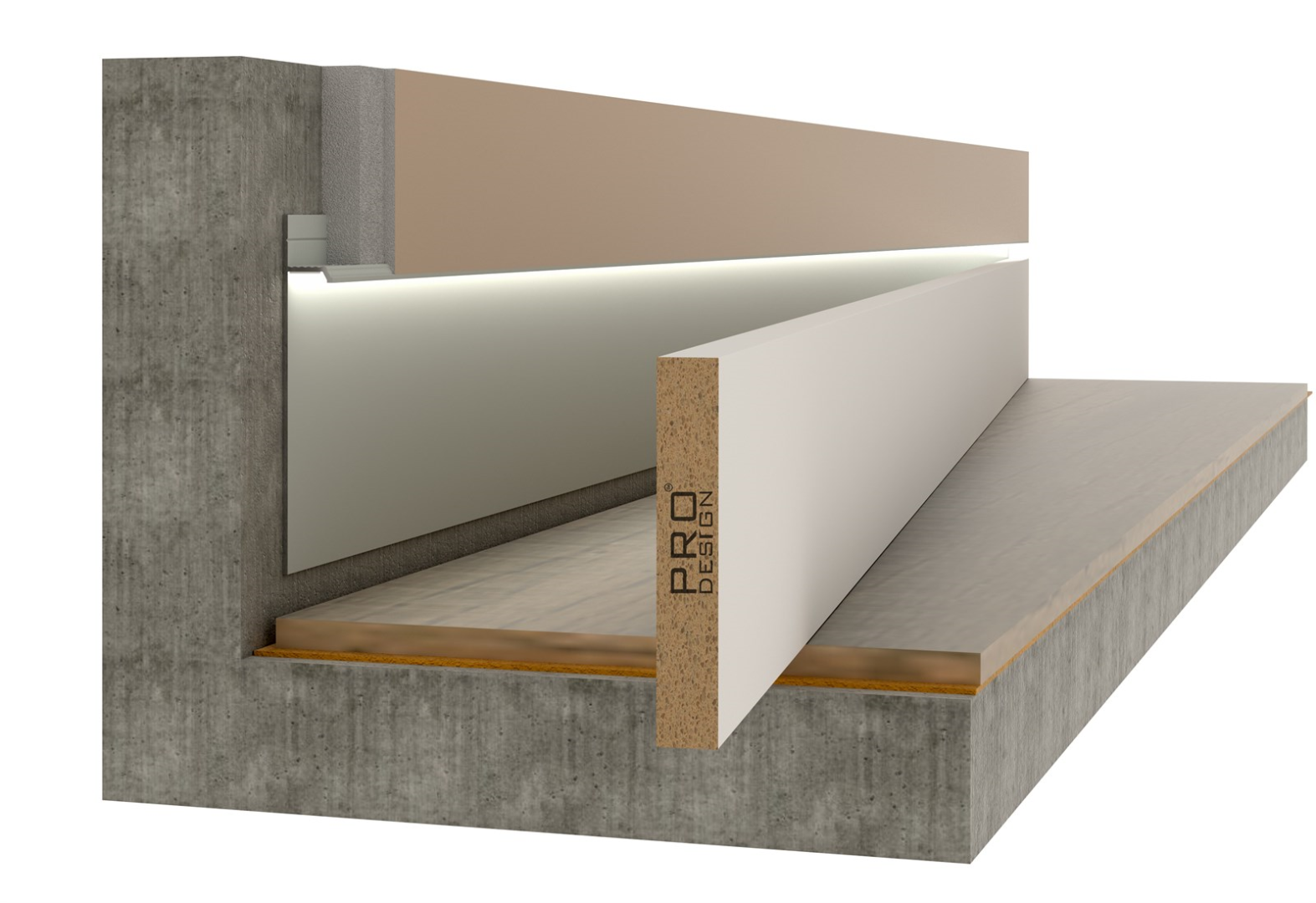 Отделка стен и потолка МДФ вставка в плинтус Pro Design 80 мм (грунт под покраску)