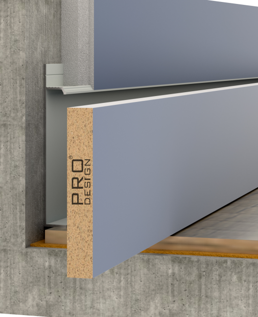 Отделка стен и потолка МДФ вставка в плинтус Pro Design 70 мм матовая эмаль (RAL / NCS / RAL Design)