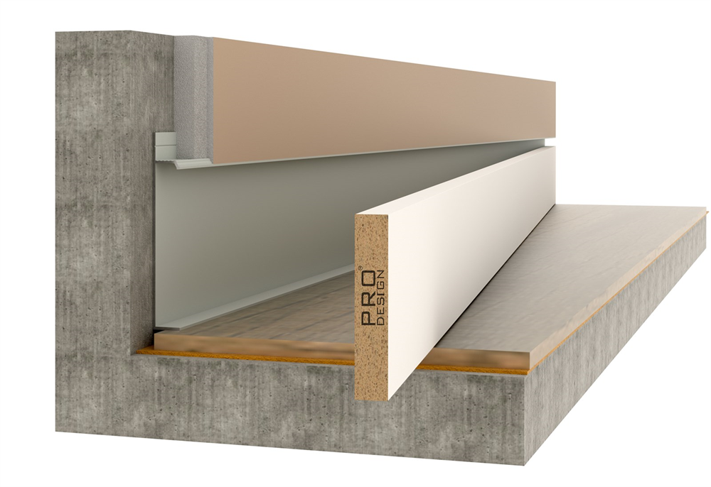 Отделка стен и потолка МДФ вставка в плинтус Pro Design до 200 мм (грунт под покраску)