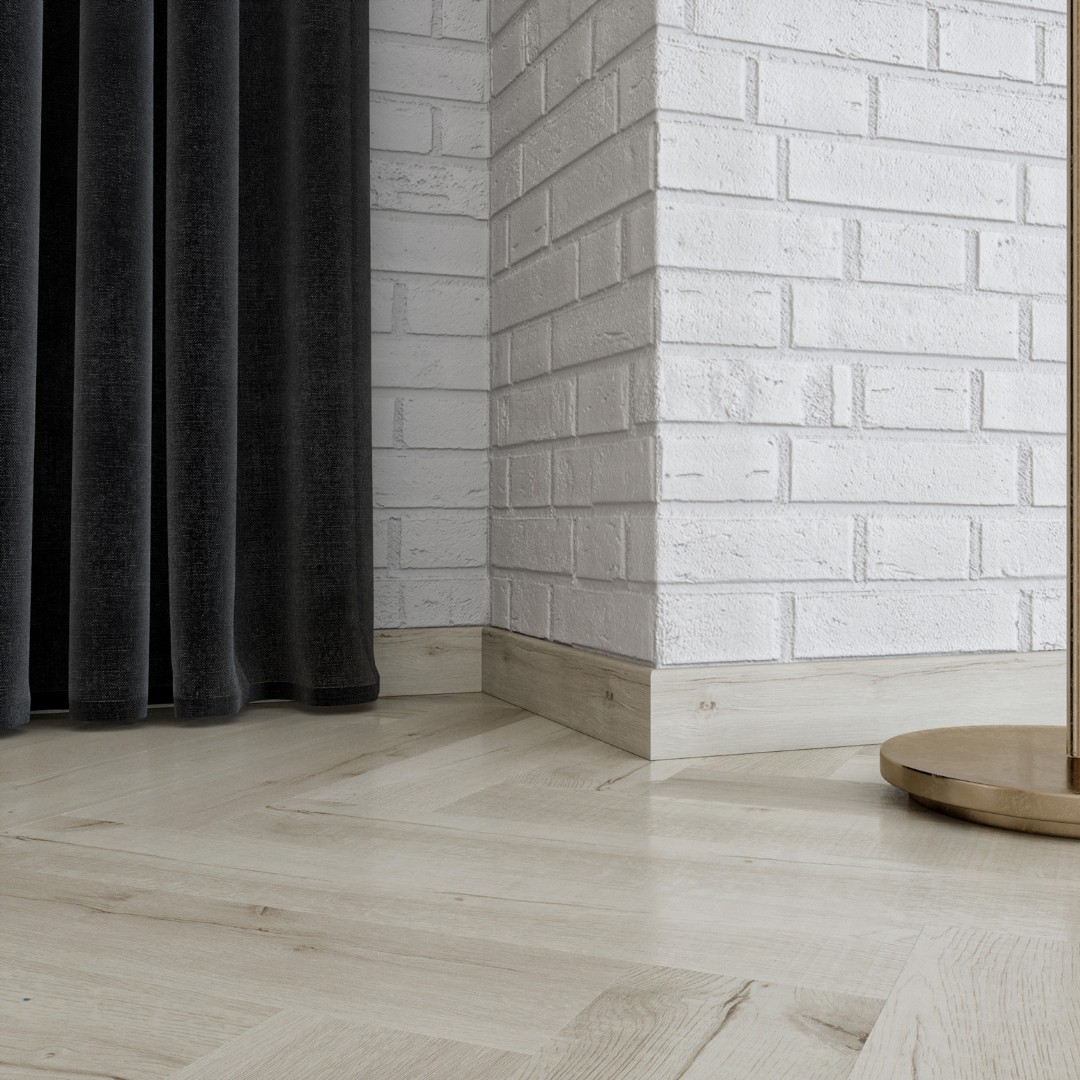 Отделка стен и потолка Кварцевый плинтус Fargo 81996-14 Дуб Лондонский туман