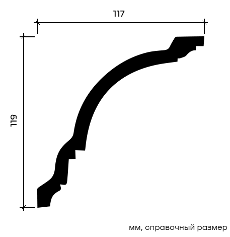 Отделка стен и потолка Карниз Европласт 1.50.108 жёсткий 117х119х2000 мм