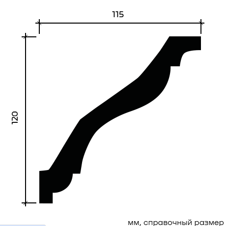 Отделка стен и потолка Карниз Европласт 1.50.133 жёсткий 115х120х2000 мм