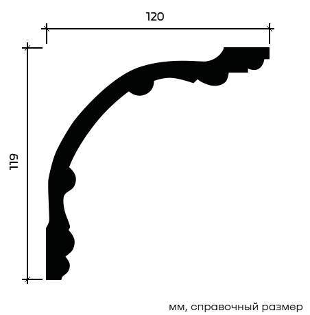 Отделка стен и потолка Карниз Европласт 1.50.168 жёсткий 120х119х2000 мм
