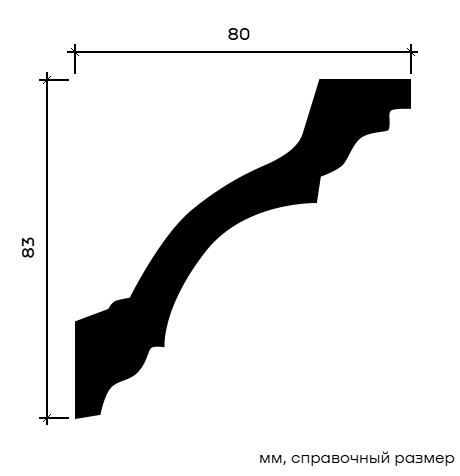 Отделка стен и потолка Карниз Европласт 1.50.113 жёсткий 80х83х2000 мм