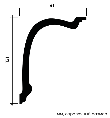Отделка стен и потолка Карниз Европласт 1.50.180 жёсткий 91х121х2000 мм