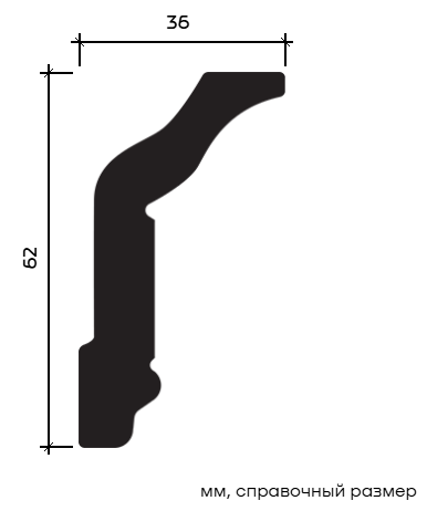 Отделка стен и потолка Карниз Европласт 1.50.174 жёсткий 36х62х2000 мм
