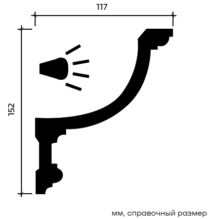 Отделка стен и потолка Карниз Европласт 1.50.209 жёсткий 117х152х2000 мм