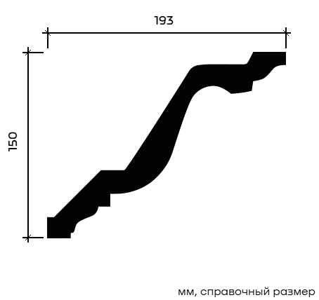 Отделка стен и потолка Карниз Европласт 1.50.134 жёсткий 193х150х2000 мм