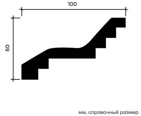 Отделка стен и потолка Карниз Европласт 1.50.276 жёсткий 100х60х2000 мм