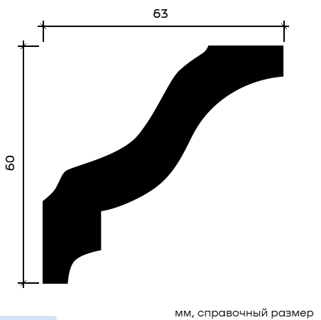 Отделка стен и потолка Карниз Европласт 1.50.105 жёсткий 63х60х2000 мм