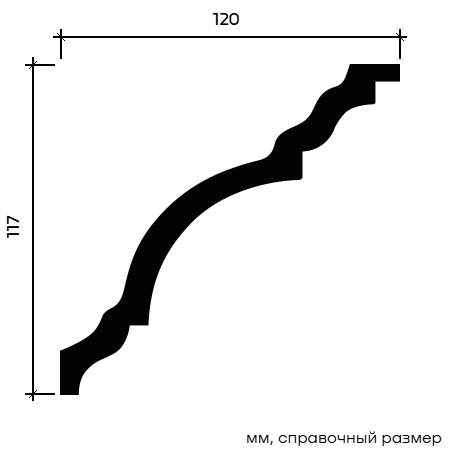 Отделка стен и потолка Карниз Европласт 1.50.148 жёсткий 120х117х2000 мм