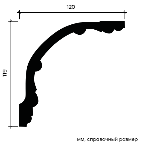Отделка стен и потолка Карниз Европласт 1.50.252 жёсткий 120х119х2000 мм