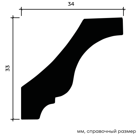 Отделка стен и потолка Карниз Европласт 1.50.158 жёсткий 34х33х2000 мм