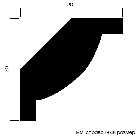 Отделка стен и потолка Карниз Европласт 1.50.297 жёсткий 20х20х2000 мм