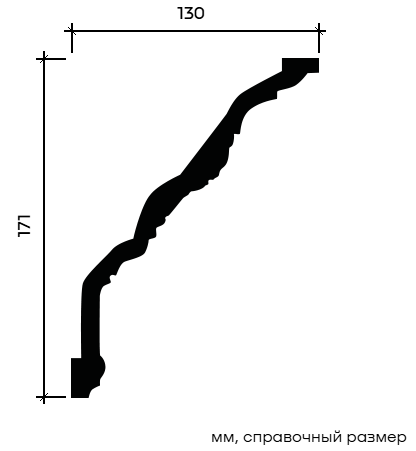 Отделка стен и потолка Карниз Европласт 1.50.201 жёсткий 130х171х2000 мм