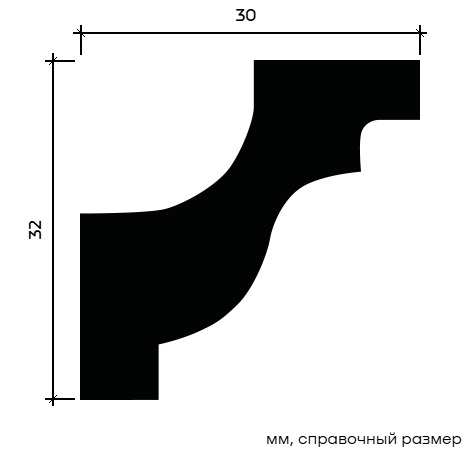 Отделка стен и потолка Карниз Европласт 1.50.130 жёсткий 30х32х2000 мм