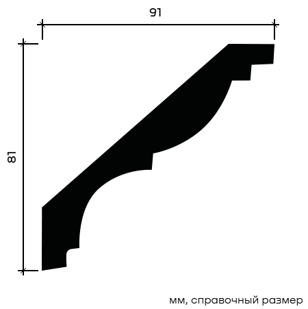 Отделка стен и потолка Карниз Европласт 1.50.161 жёсткий 91х81х2000 мм
