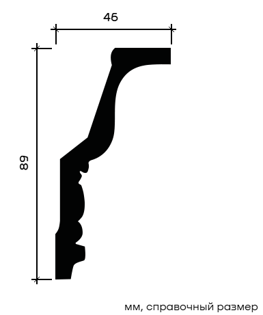 Отделка стен и потолка Карниз Европласт 1.50.127 жёсткий 46х89х2000 мм