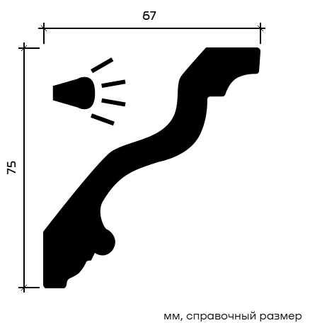 Отделка стен и потолка Карниз Европласт 1.50.216 гибкий 67х75х2000 мм