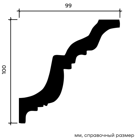 Отделка стен и потолка Карниз Европласт 1.50.116 жёсткий 99х100х2000 мм
