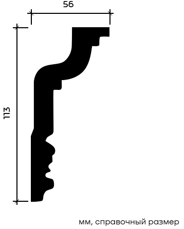 Отделка стен и потолка Карниз Европласт 1.50.119 жёсткий 56х113х2000 мм